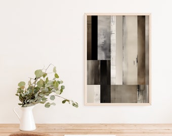Abstract Wall Art, Black & Beige Abstract Prints, Digital Art Prints, Minimalistic Wall Art, Modern Neutral Abstract Printable Wall Decor