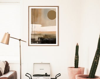 Minimalistic Wall Art, Abstract Wall Decor, Digital Art Prints, Black & Beige Abstract Print, Modern Neutral Abstract Printable Wall Art