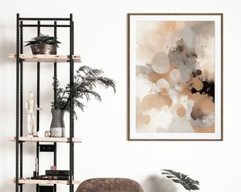 Modern Neutral Abstract Printable Wall Art, Minimalistic Wall Art, Black & Beige Abstract Prints, Abstract Wall Decor, Digital Art Prints