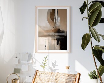 Abstrakte geometrische Mid Century Drucke, moderne einfache neutrale Kunst, abstrakte Wanddekoration, digitale Kunstdrucke, minimalistische druckbare Wandkunst