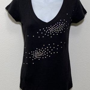 Handmade Rhinestone AB Geometric T-shirt