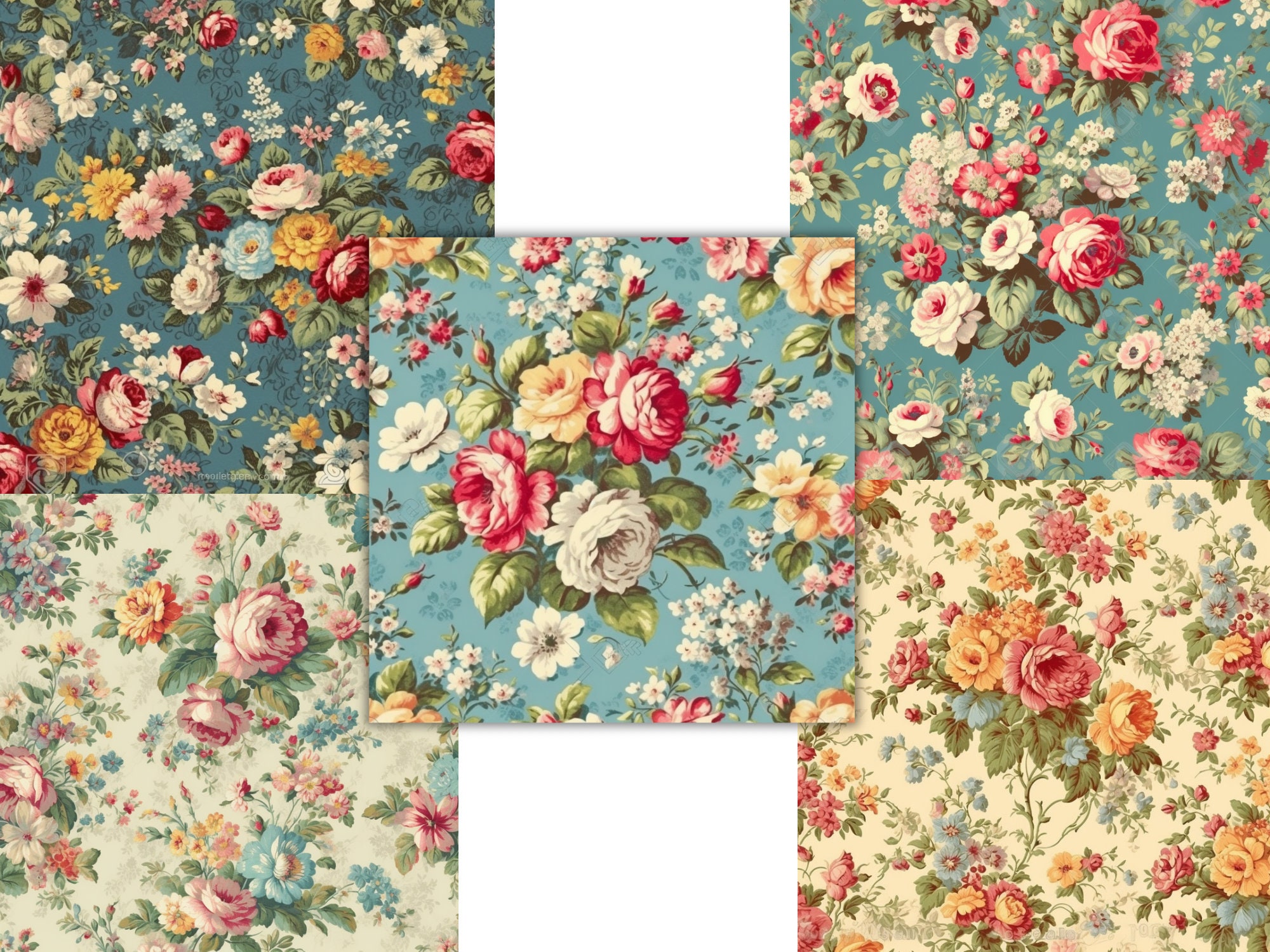 Vintage French Wallpaper Seamless Pattern Style Digital Paper for ...