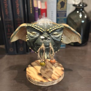 Gremlin Stripe Shrunken Head: Handmade Horror Art - 80s Movie Prop Replica