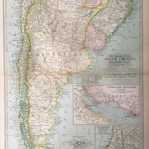 Antique Map South America, Southern South America Map, Century Atlas Map
