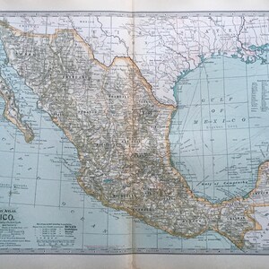 Antique Map Mexico, Old World Map Century Atlas 1800s
