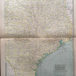 Antique Map Eastern Texas, 1897 Map, Century Atals