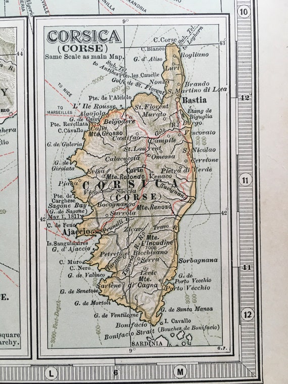 Antique Map of France Southern Part, 1890s Map France, Century Map