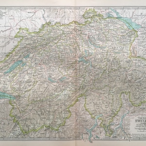 Antique Map of Switzerland, Century Atlas Map, 1897