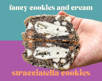 Stracciatella Cookie Recipe | Cookies and Cream Gourmet Stuffed Cookie | Homemade Gourmet Cookie Recipe | NY Style Cookies