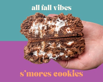 S'mores Cookie Recipe | Marshmallow Chocolate Stuffed Cookie | Fall Gourmet Cookie Recipe | Stuffed Gourmet Cookies | NY Style Cookies