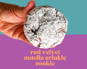 Red Velvet Nutella Crinkle Cookie Recipe | Christmas Stuffed Cookies | Christmas Gourmet Cookie Recipe | NY Style Cookies