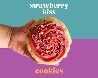Strawberry Kiss Cookie Recipe | Valentine's Day Cookies | Gourmet Stuffed Cookie | NY Style Cookies | Crumble Copycat Cookie