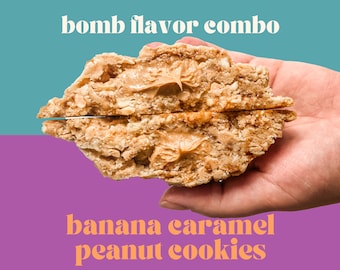 Banana Caramel Peanut Cookie Recipe | Peanut Butter Stuffed Cookie | Fall Gourmet Cookie Recipe | Stuffed Gourmet Cookies | NY Style Cookies