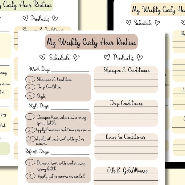 Curly Hair Care PDF Curly Hair  Care Routine Beginners Guide Template, Digital Printable Download
