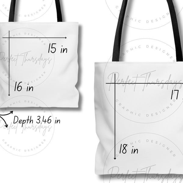 AOP Tote Bag Size Chart and Key features Template, AOP Tote Bag Size Chart Template, Tote Bag Size Chart, Shoulder Bag Size Chart Key Feat.