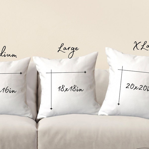 Throw Pillow Listing Add Ons, Pillow Size Chart Key Features Mockups, 2 Digital Jpg Download Files, Throw Pillow Details Mockups