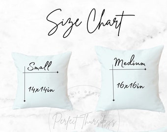 Throw Pillow Size Chart Mockup, Throw Pillow Listing Add On Mockups, Pillow Details Mockup, 3 Digital Jpg Download Files