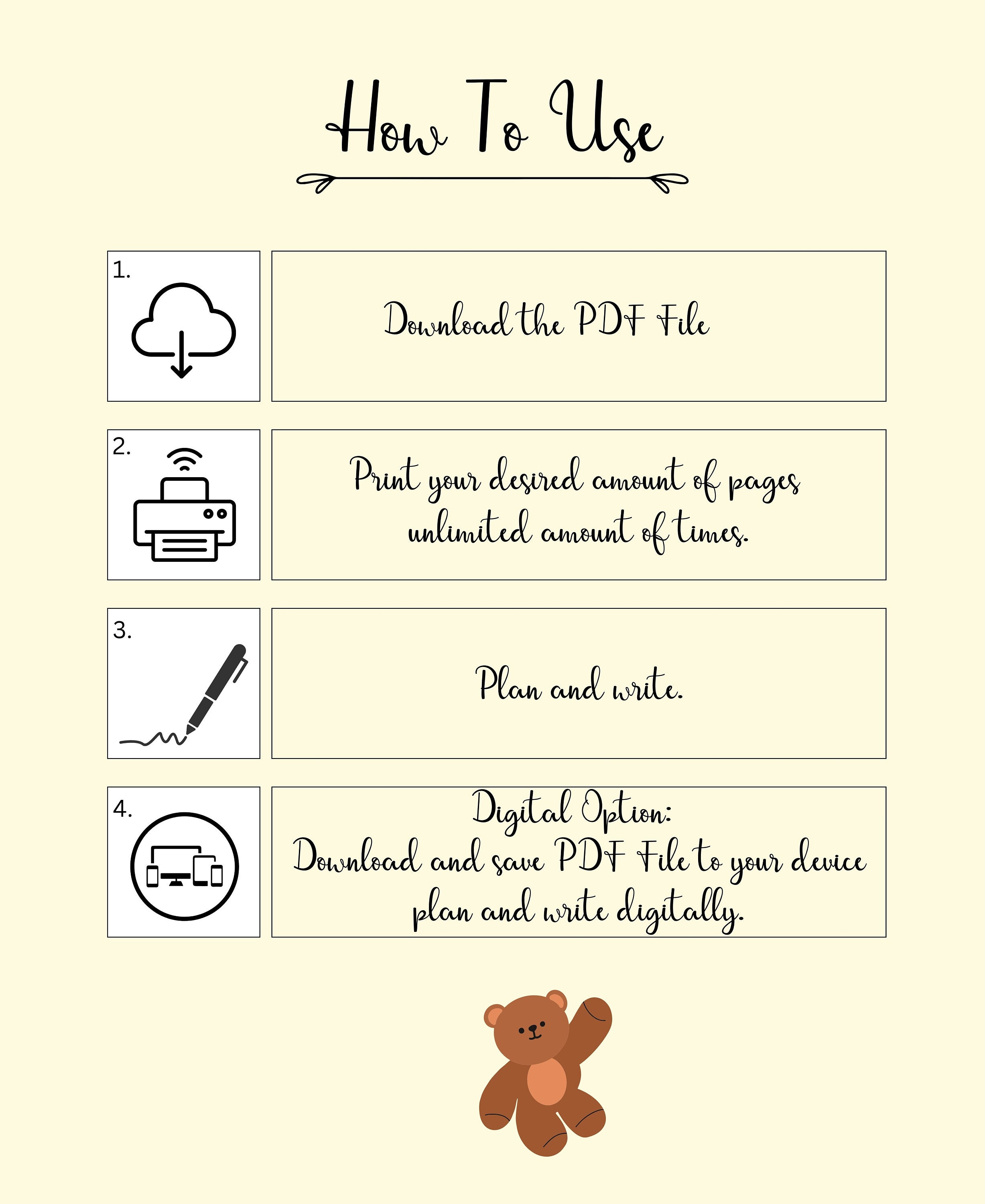 Birthday List Template PDF File, Party Supplies List, List Template