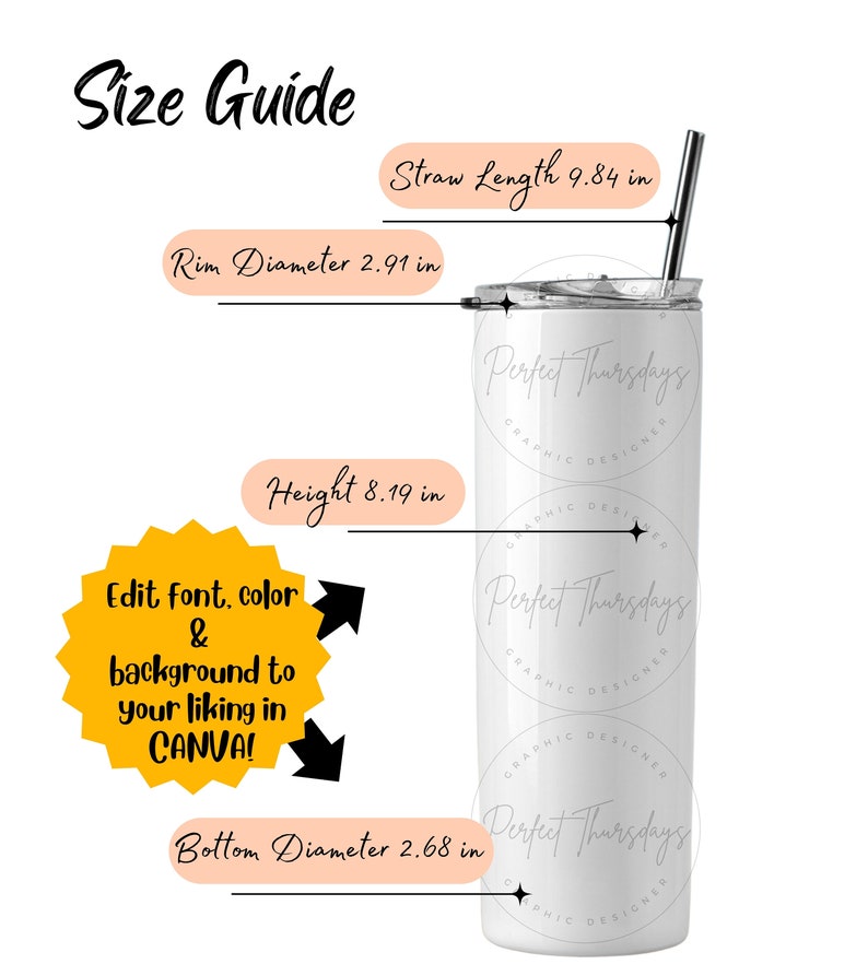 Editable Tumbler Size Chart Mockup Template Embedded Editing Link to Editable Tumbler Size Chart Mockup Template Embedded Editing Link to