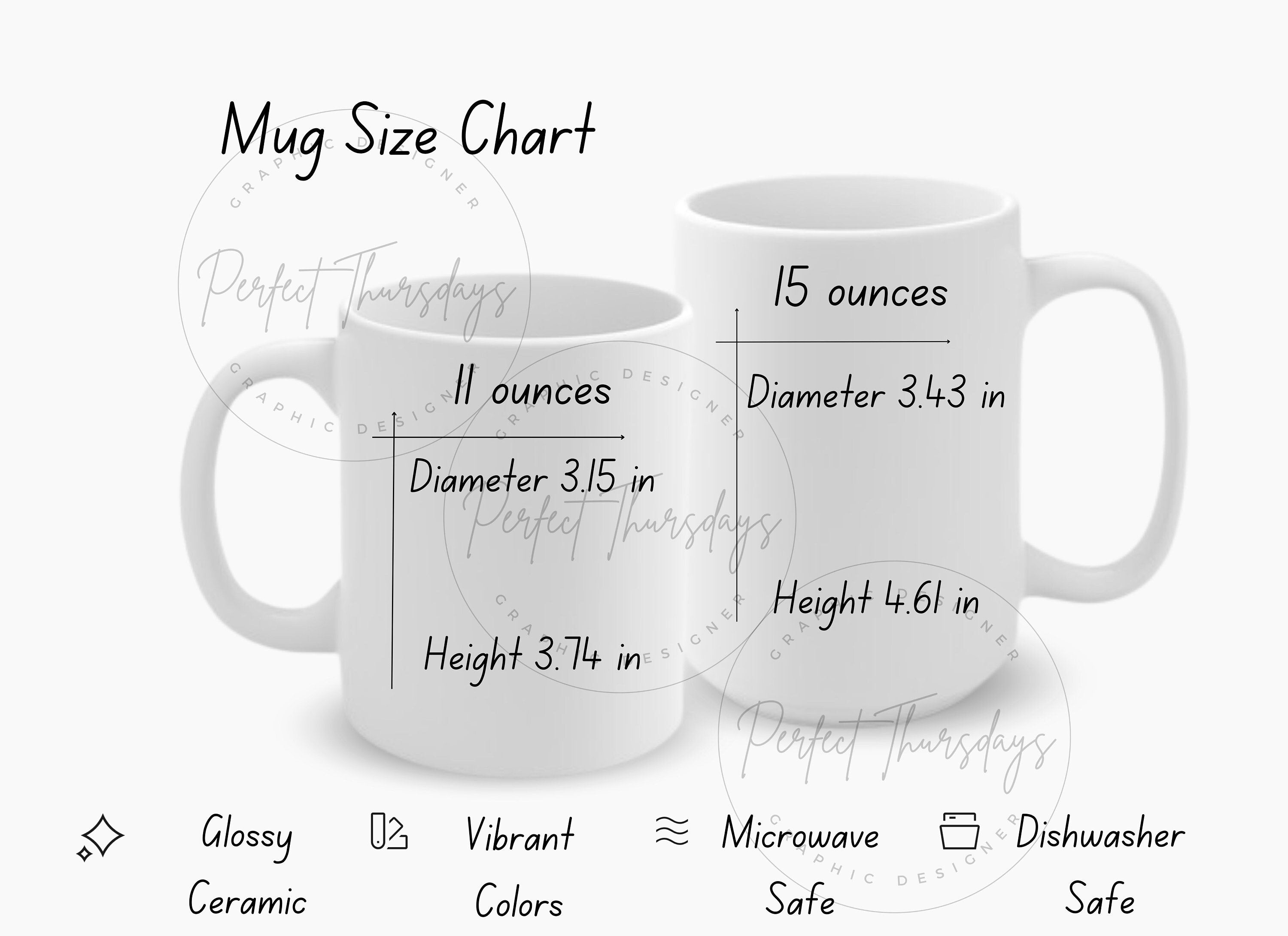 Mug Size Chart Template, Editable Mug Size Chart Template, Mug Product ...