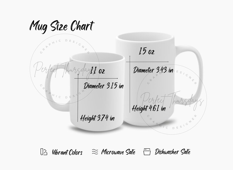 Mug Size Chart Template, Editable Mug Size Chart Template, Mug Product