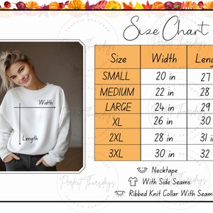 Lane Seven LS14004 Size Chart Care Instructions and Key Features Mockups, Crewneck Sweater Size Chart, Long Sleeve Crewneck Sweatshirts image 1