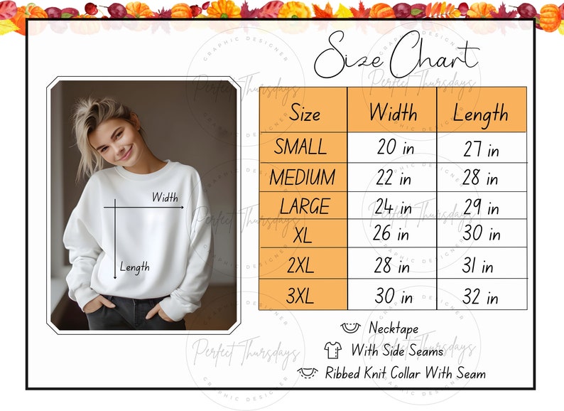 Lane Seven LS14004 Size Chart Care Instructions and Key Features Mockups, Crewneck Sweater Size Chart, Long Sleeve Crewneck Sweatshirts image 1