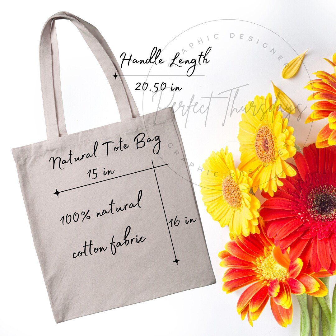 Fall Natural Tote Bag Canvas Bag Size Chart Mockups 5 Digital JPEG 