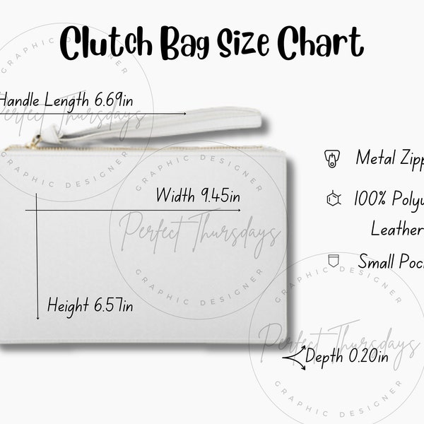 Clutch Bag Size Chart Template, Editable Clutch Bag Size Chart Template, 1 Digital Jpg Download File and Embedded Link To Edit Clutch Bag