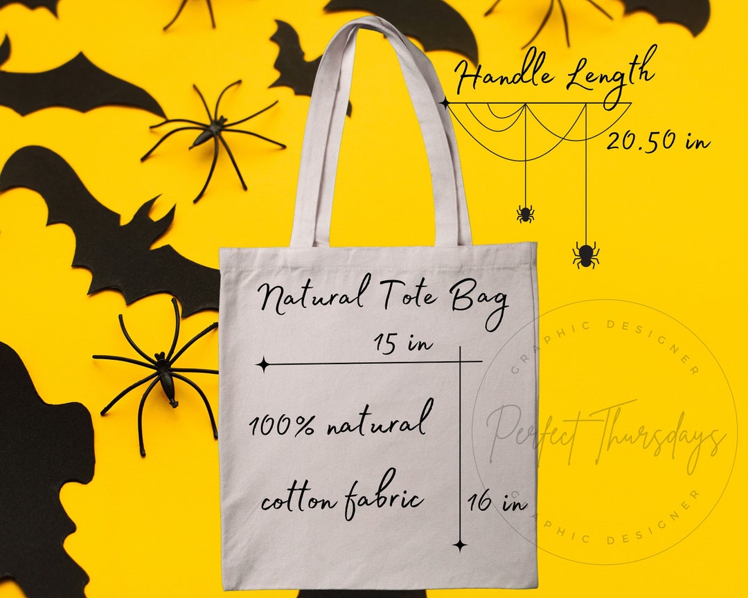 Tote Canvas Bag Size Chart Mockup Halloween Natural Canvas Etsy