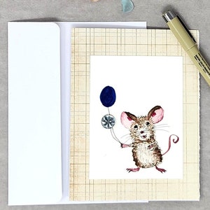 Carte d'anniversaire de souris, jolie carte de souris, carte faite main, carte recyclée, carte d'anniversaire, joyeux anniversaire, voeux d'anniversaire animal, carte animal