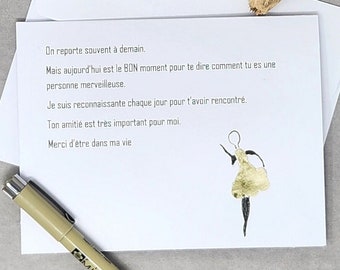 Amazing friend card, best friend card, friendship card, original handmade card, ecofriendly card, Blank card, gift for friend, french card