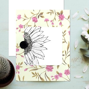 Carte de voeux tournesol faite main et respectueuse de l'environnement avec touche décorative - carte-cadeau durable inspirée de la nature