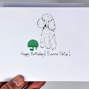 Carte caniche, carte faite main, illustration caniche, amoureux des chiens, carte d'anniversaire, carte vierge, voeux artistiques, cadeau unique, carte de voeux