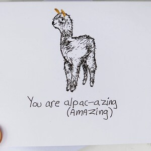 Carte alpaga, vous êtes incroyable, carte durable, carte originale, carte animal, carte rigolote, carte d'anniversaire, je pense à vous