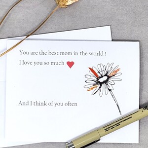 Carte de fête des mères, cartes florales, carte faite main, carte de fleurs sauvages, carte pour maman, meilleure maman de tous les temps, carte de voeux, carte écologique