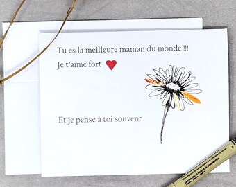 Fête des mères, carte de fête des mères, carte de maman française, carte faite main, carte de collage, carte florale, cartes, cartes écologiques, fête des mamans