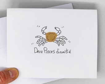 Friendship card, french card,  funny card, blank card, original card, illustrated cards, eco friendly card, sustainable cards