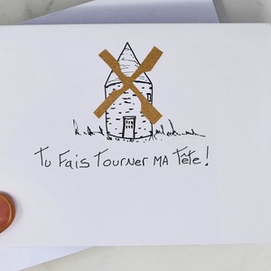 Handmade mill card, eco friendly cards, original card, recycled card, engagement card, personalization card, french card, love card