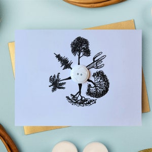 Carte d'art arbres, carte d'arbres faite main, carte écologique, carte respectueuse de l'environnement, carte originale, carte de voeux, carte pour elle, carte nature, carte vierge