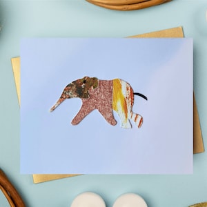 Carte éléphant, carte de collage, carte faite main, éléphant unique, carte vierge, carte unique en son genre, carte pour elle, carte pour anniversaire