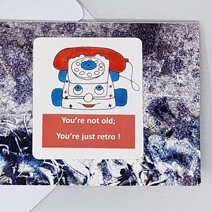 Jouet vintage pour carte d'anniversaire, carte faite main, carte de collage, carte de téléphone, carte de voeux, joyeux anniversaire, carte pour mari, blague d'anniversaire