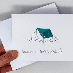 Carte camping, carte nature, carte originale, carte faite main, carte écologique, carte verte, carte d'anniversaire, carte de campeur, anniversaire en plein air