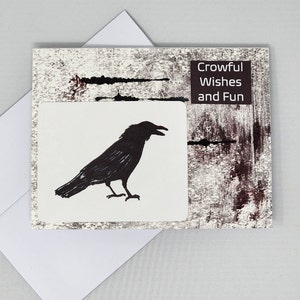 Carte d'anniversaire corbeau, carte corbeau, carte vierge, carte originale, carte pour anniversaire, anniversaire ami, carte de voeux, carte oiseau noir, carte oiseau