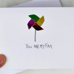 Vous êtes mon fan, carte faite main, carte d'anniversaire, carte d'illustration, je t'aime, carte colorée, carte de fan jouet, carte originale, je pense à vous