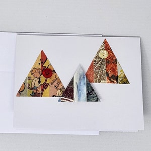 Carte montagnes, carte faite main, carte de voeux, carte d'arbres, forêt, carte de collage, carte d'anniversaire, carte pour elle, carte d'arbres originale