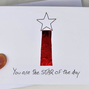 Star of the day, birthday card, eco friendly card, personalization, sustainable, handmade card, upcycled, happy birthday, plastic free cards