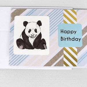 Carte d'anniversaire panda, joyeux anniversaire, carte faite main, carte unique, carte animal, carte vierge, panda mignon, carte originale, carte pour anniversaire