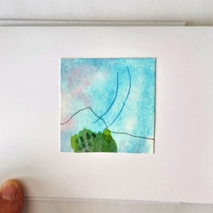 Carte vierge bleue, carte abstraite, cartes peintes à la main, carte d'anniversaire, carte écologique, carte originale, oeuvre d'art bleue, carte pour elle, carte d'amie