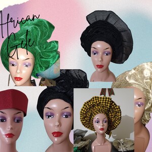 Auto Gele - African Head Tie - Mother&#39;s Day- Birthday - Wedding Head dress - Church Head dress - African Clothes - African Fabric - Custom